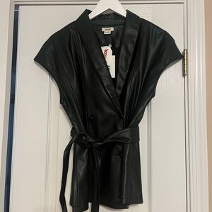 Jason Wu Black Faux Leather Vest with Belt